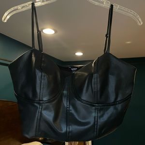 Express faux leather crop top